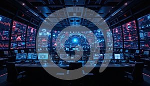 Futuristic Cyber Security Control Room