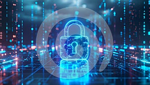 Futuristic Cyber Security Digital Lock AI Data Protection Encryption Network Security Technology Background