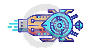 Futuristic Cybernetic Engine with Advanced Technology, vector design Generative AI