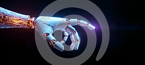 Futuristic Cybernetic Hand With Virtual Interface and AI-Driven Technology for Advanced Interaction