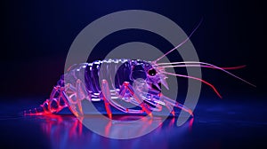 Futuristic Cyberpunk Acrylic Shrimp Toy With Ultraviolet Photography Style