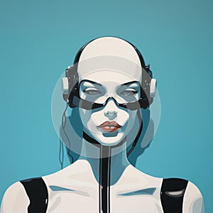 Futuristic Cyberpunk Art: Abstract Figure In Headphones