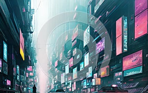 Futuristic modern cyberpunk design, stunning Lavish cityscape. generative ai photo
