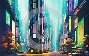 Futuristic cyberpunk city. science fiction landscape background. ai generated