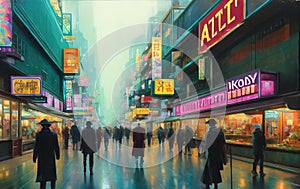 Futuristic cyberpunk city. science fiction landscape background. ai generated