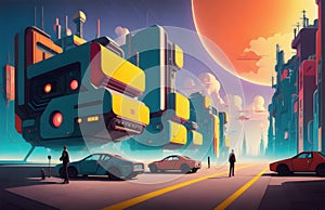 Futuristic cyberpunk city. science fiction landscape background. ai generated