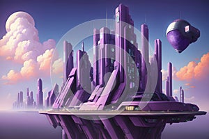 Futuristic cyberpunk city. science fiction landscape background. ai generated