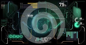 Futuristic Cyberpunk HUD Interface And Wireframe Elements