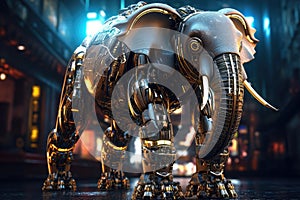 Futuristic cyberpunk robot elefant. Generative AI