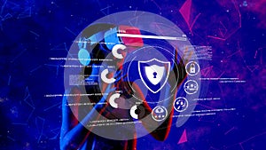 Futuristic Cybersecurity Concept with Virtual Reality and Data Protection Elements in a Digital Environment XDMCP