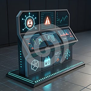 Futuristic Cybersecurity Control Panel with Digital Interface