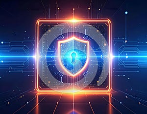 Futuristic Cybersecurity Shield Protection Interface with AI Digital Security Technology and Data Protection Concept