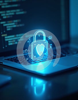 Futuristic Cybersecurity Shield Protecting Digital Data