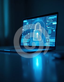 Futuristic Cybersecurity Shield Protecting Digital Data