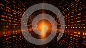 Futuristic cyberspace with binary code background. Generative AI