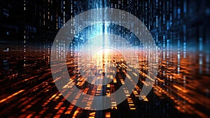 Futuristic cyberspace with binary code background. Generative AI
