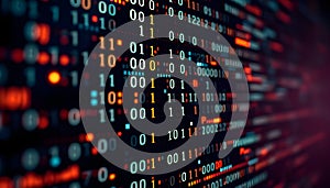 A futuristic cyberspace with binary code, matrix background with digits, programming code abstract technology background of