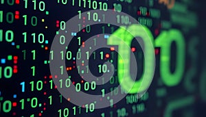 A futuristic cyberspace with binary code, matrix background with digits, programming code abstract technology background of