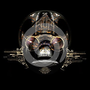 Futuristic cyborg face, 3D illustration