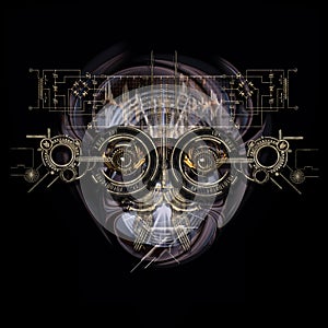 Futuristic cyborg face, 3D illustration