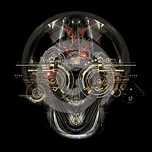 Futuristic cyborg face