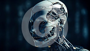 Futuristic cyborg portrait of a robotic skeleton generated by AI