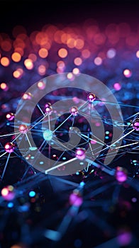 Futuristic 3D abstraction Cyber data flow, network connection, blockchain concept