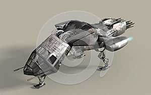 Futuristic 3D battleship pod photo