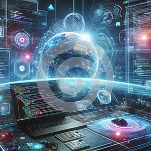 Futuristic 3D Coding VR with Holographic Interfaces and AI-Powered Floating Code