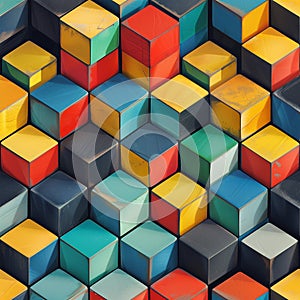 Futuristic 3D Cubes Geometric Pattern High-Res Abstract Design photo