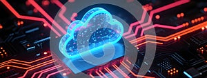 Futuristic Cloud Computing Concept on Microchip Circuit Board