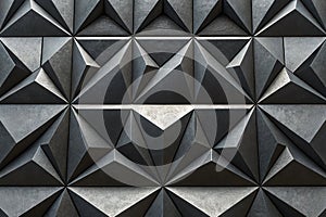 Modern 3D geometric pattern with metallic abstract triangle design.