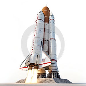 Rocket 3D render isolated on white background