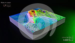 Futuristic 3D Topographic Data Visualization Map