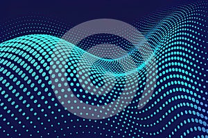 Dynamic blue halftone wave pattern for high-tech digital background.