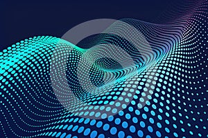 Dynamic blue halftone wave pattern for high-tech digital background.