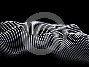 Abstract digital terrain wireframe visualization for technology, data, and scientific analysis.