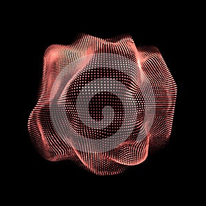 Dynamic abstract-sphere-shape composed of glowing-particles for data and technology.