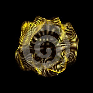 Dynamic abstract-sphere-shape composed of glowing-particles for data and technology.