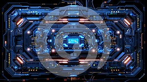 Futuristic Dark Blue Technology Interface Panel
