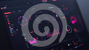 Futuristic dashboard displaying data analytics and business intelligence