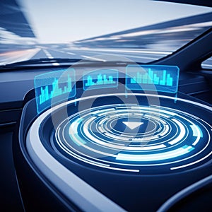 Futuristic dashboard displaying data analytics