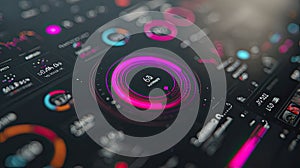 Futuristic dashboard displaying data analytics and holographic interface