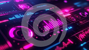 Futuristic dashboard displaying data analytics and technology interface