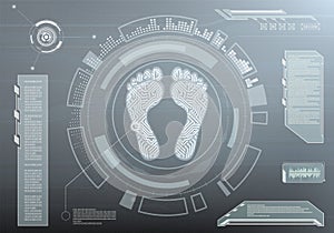 Futuristic dashboard with foot prints. Vector illustration