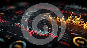 Futuristic dashboard interface showing real-time stock market data visualization
