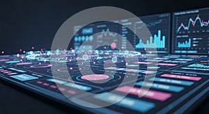 Futuristic Data Analysis Dashboard with Holographic UI