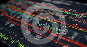 Futuristic data analysis interface display