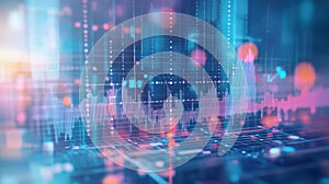 Futuristic data analysis showing growing trends in business analytics