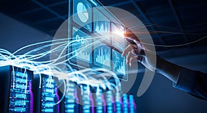 Futuristic Data Analysis Touch Interface for Business Technology Intelligence